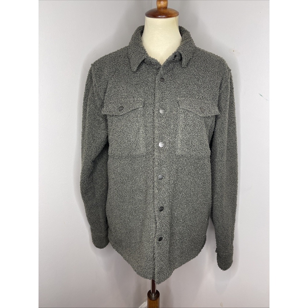 VUORI Napa Sherpa Fleece Button Up Jacket Olive Green Small S